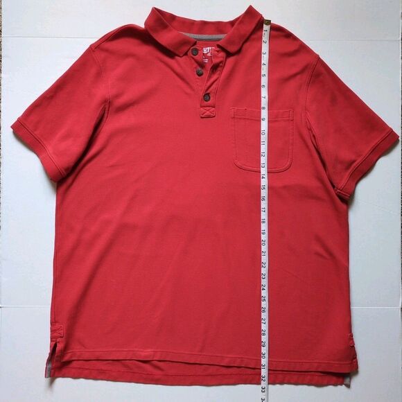 Duluth Trading Mens XL Polo Shirt Short Sleeve Relaxed Fit Red Orange 100%Cotton - Picture 11 of 13